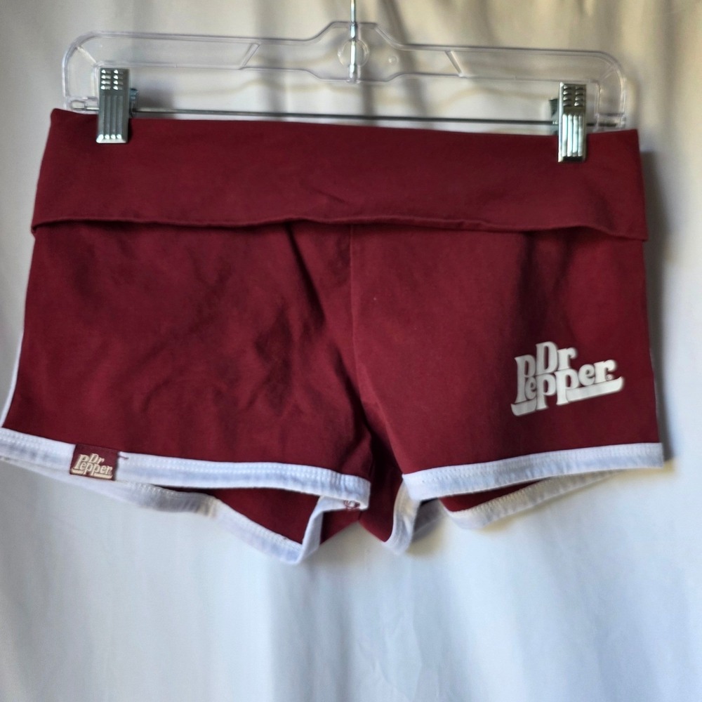Dr Pepper Womens Maroon Fold Over Waist Lounge Shorts Est 1885 Size Medium